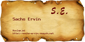 Sachs Ervin névjegykártya